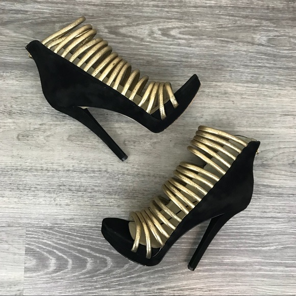 MICHAEL Michael Kors Shoes - Michael Kors Black Open Toe Caged Platform Heels